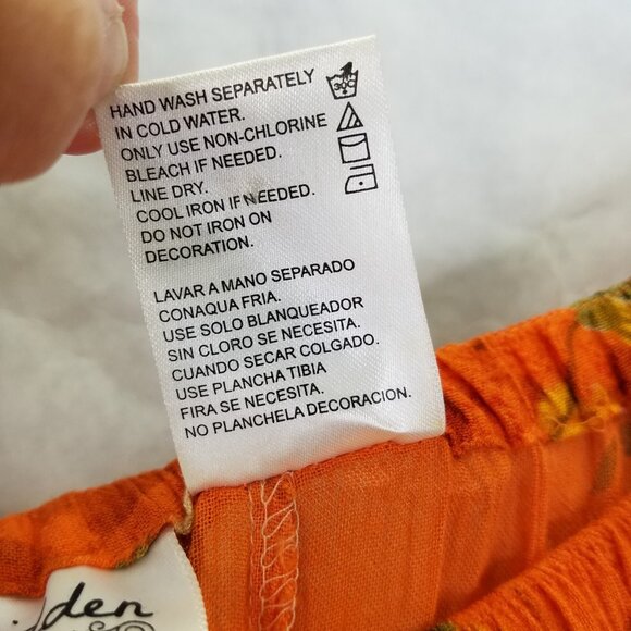 Forbidden Maxi Broom Skirt Womens L Floral Crochet Beads Tiered Orange Pink Boho - Picture 9 of 11